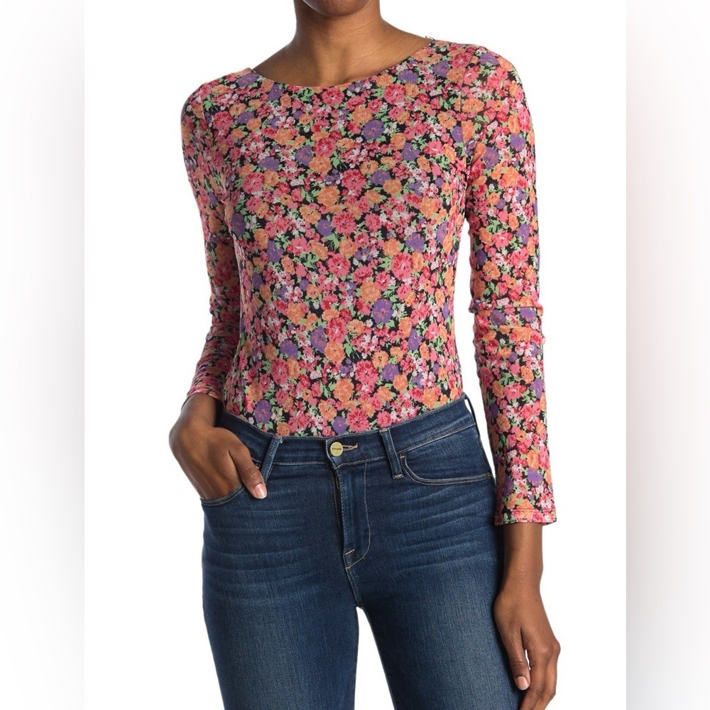 Wayf Floral Long Sleeve Top - Pink and Orange